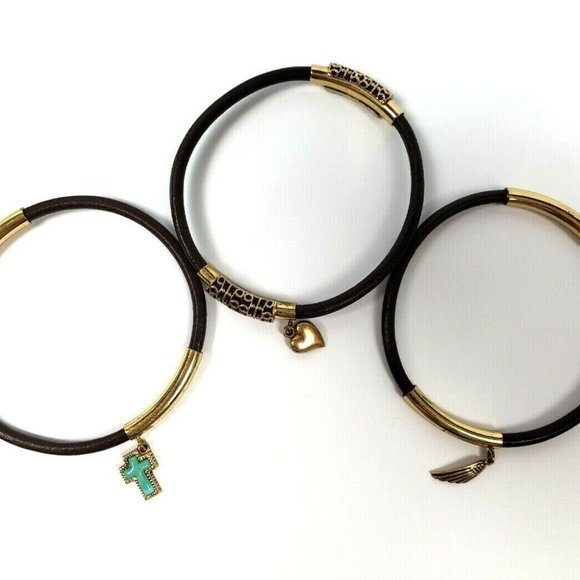 Barse Bangle Charm Bracelet Lot of 3 Cross Wing - Picture 8 of 9
